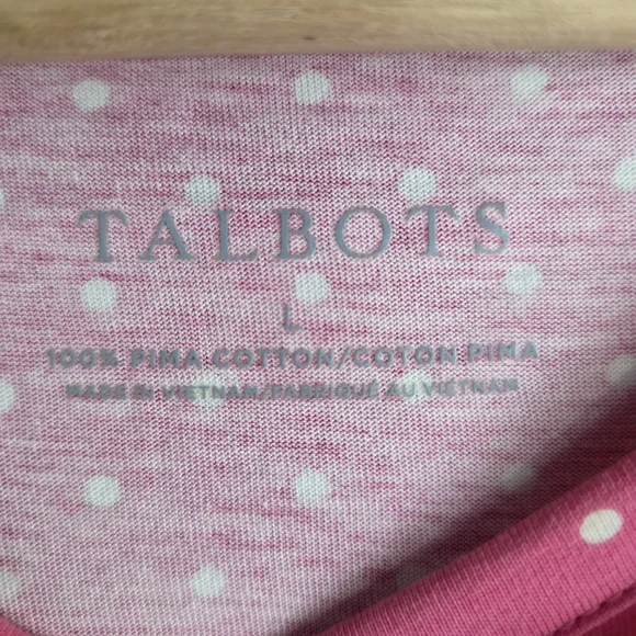 Talbots Pink and White Blouse with Short Sleeves - Picture 5 of 8